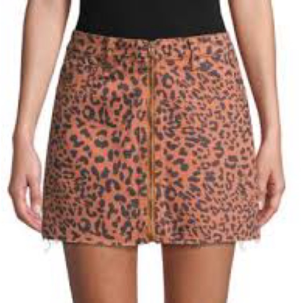 We The Free Animal Print Denim Skirt